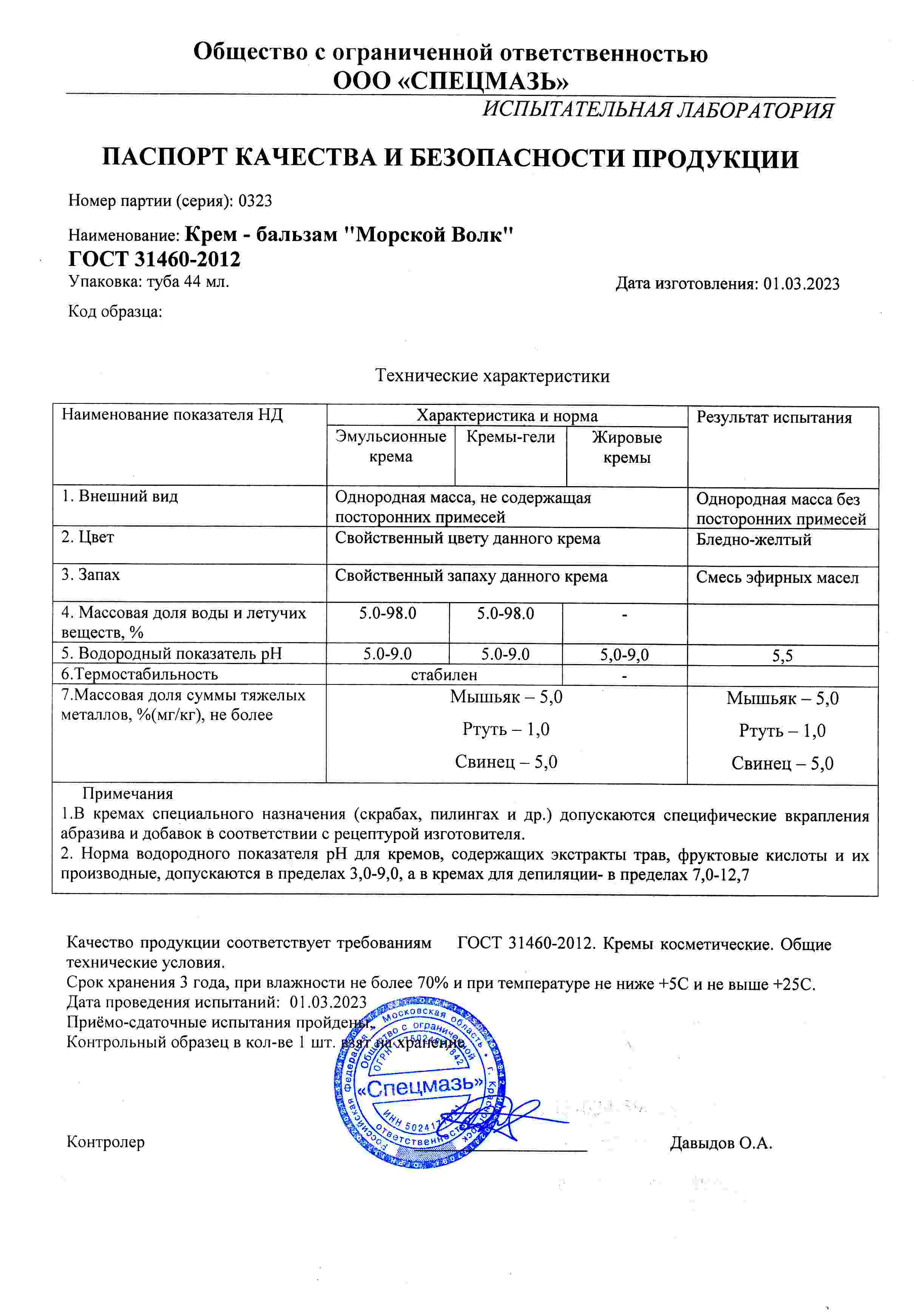 Паспорт №032023